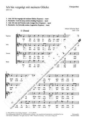 Bach, JS: Ich bin vergnügt mit meinem Glücke (BWV 84)
