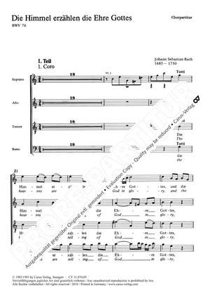 Bach, JS: Die Himmel erzählen die Ehre Gottes (BWV 76)