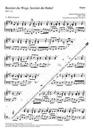 Bach: Bereitet die Wege, bereitet die Bahn (BWV 132): organ part
