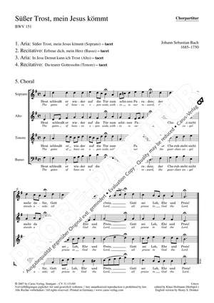 Bach, JS: Süßer Trost, mein Jesus kömmt (BWV 151; GDur)