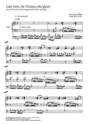 Pflüger: Lobt Gott, ihr Christen alle gleich (Op.26 no. 2; FDur)