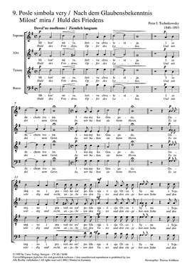 Tschaikowsky: Milost' mira (Huld des Friedens) (Op.41 no. 9; GDur)