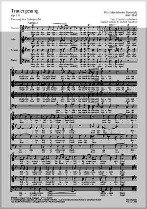Mendelssohn Bartholdy: Trauergesang (Op.116)