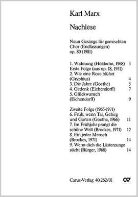 Marx: Nachlese op. 80