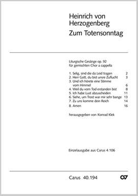 Herzogenberg: Liturgische Gesänge (Totensonntag)