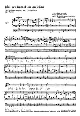Herzogenberg: Ich singe dir mit Herz und Mund (Op.99 no. 5; FDur)