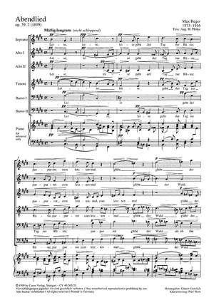 Reger: Abendlied (Op.39 no. 2; E-Dur)