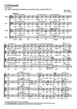 Reger: Liebesqual ( no. 3; CDur)