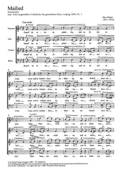 Reger: Mailied (BDur)