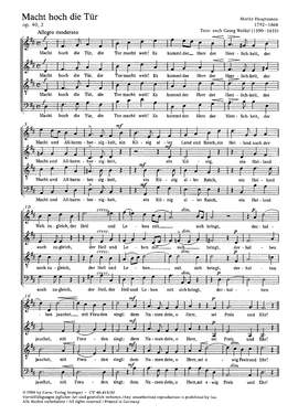 Hauptmann: Macht hoch die Tür (Op.40 no. 2; DDur)