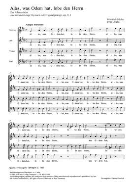 Silcher: Alles, was Odem hat (Op.9 no. 1; DDur)