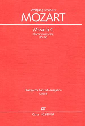 Mozart: Missa in C (KV 66; C-Dur)