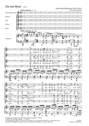 Rheinberger: Die tote Braut (Op.81)