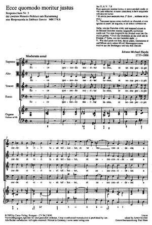 Haydn: Ecce quomodo moritur justus (MH 2786; dorisch)