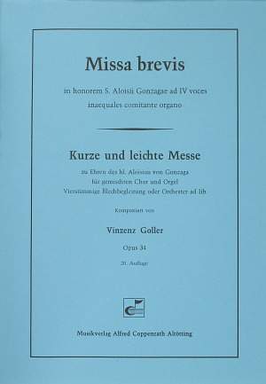 Goller: Missa brevis (Kurze und leichte Messe) (Op.34; B-Dur)