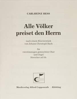 Heß: Alle Völker preiset den Herrn (DDur)