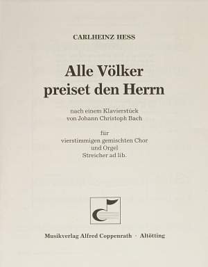 Heß: Alle Völker preiset den Herrn (DDur)