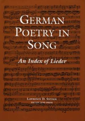 German Poetry in Song: An Index of Lieder