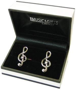 Cufflinks Silver-Plated Treble Clef