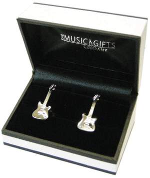 Silver-Plated Electric Guitar Cufflinks