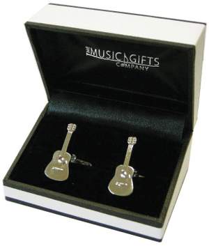Silver-Plated Acoustic Guitar Cufflinks