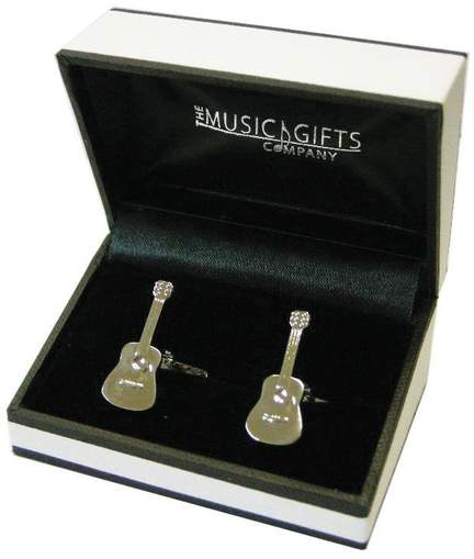 Cufflinks Silver-Plated Acoustic Guitar