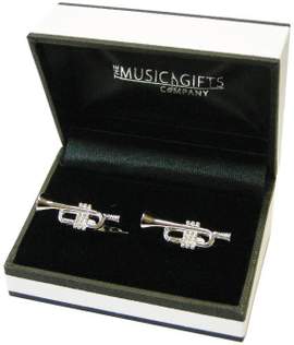 Cufflinks Silver-Plated Trumpet