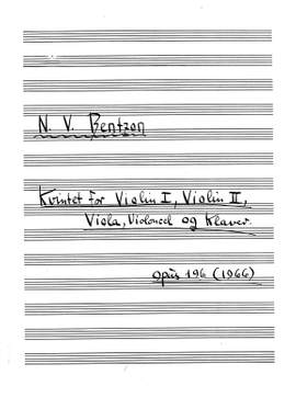 Niels Viggo Bentzon: Kvintet For Violin I, Violin II, Viola, Violoncel