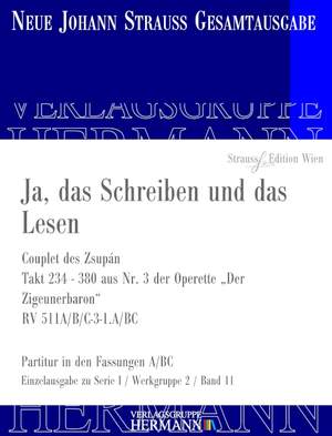 Strauß (Son), J: Ja, das Schreiben und das Lesen RV 511A/B/C-3-1.A/BC