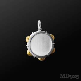 Sterling Silver Pendant 3D Tambourine