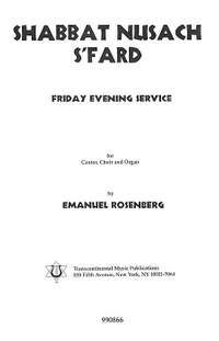 Emanuel Rosenberg: Shabbat Nusach S'Fard (Collection)