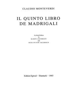 Claudio Monteverdi: Il Quinto Libro De Madrigali
