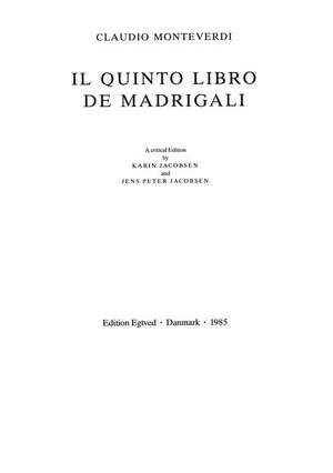 Claudio Monteverdi: Il Quinto Libro De Madrigali