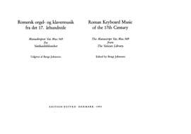 Roman Keyboard Music From The 17th Century