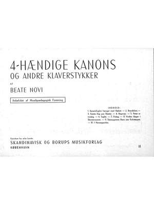 Beate Novi: 4-Hændige Kanons Og Andre Klaverstykker