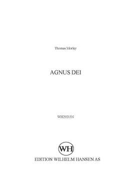 Thomas Morley: Agnus Dei SATB