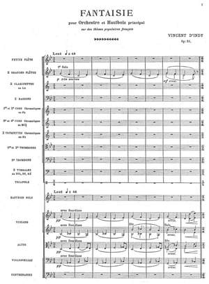 Indy, Vincent d': Fantaisie pour orchestre et hautbois principal sur des thèmes populaires français op.31