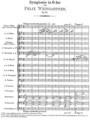 Weingartner, Felix: Symphonie Nr. 1 in G-Dur für großes Orchester, op. 23