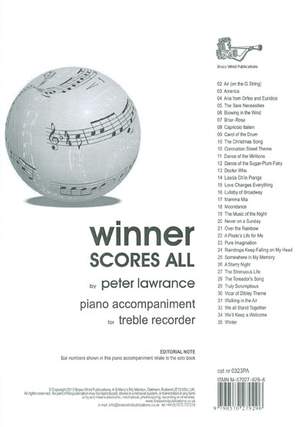 Winner Scores All Piano Accompaniment for Treble Recorder