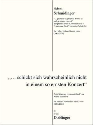 Helmut Schmidinger: Schickt Sich Wahrscheinlich Nicht