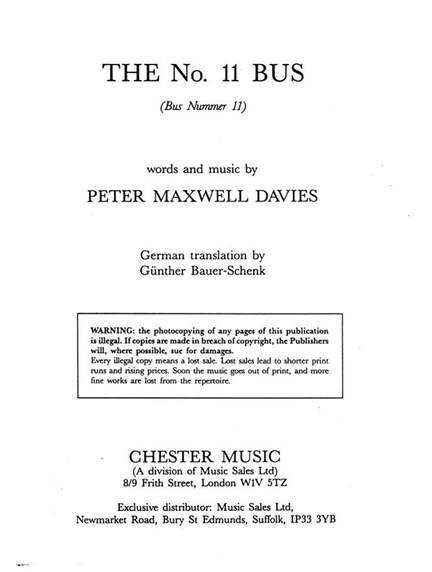 Peter Maxwell Davies: No 11 Bus