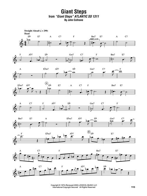 John Coltrane Omnibook Presto Sheet Music