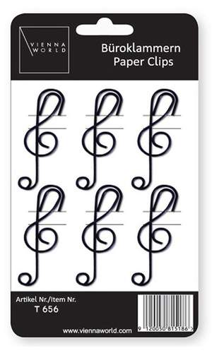 Paper clips G-clef black (6 pcs)
