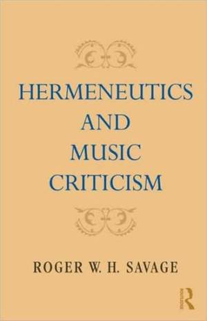 Hermeneutics and Music Criticism