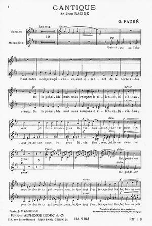 Gabriel Fauré: Cantique De Jean Racine Op.11 in D Major