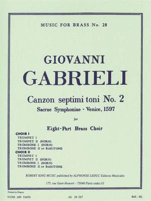 Giovanni Gabrieli / Robert King - Canzon Septimi Toni N°2 Pour Octet De Cuivres (Arrangement: Robert King)