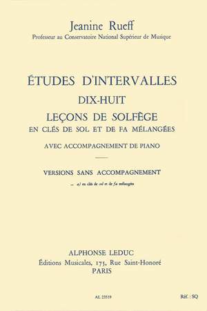 Jeanine Rueff: Etudes d'intervalles: Dix-huit leçons de solfège