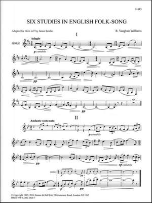Vaughan Williams, Ralph: Six Studies in English Folk-Song. Horn in F