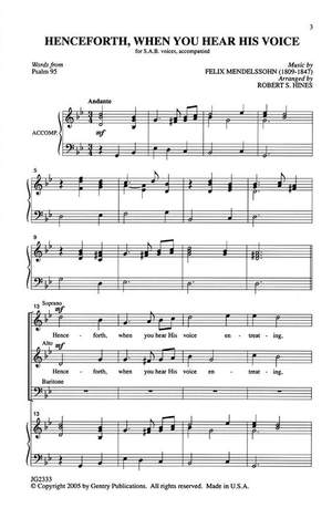 Felix Mendelssohn Bartholdy: Henceforth, When You Hear His Voice