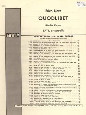 E Katz: Quodlibet Unac (Double Cannon) SATB A Cappella